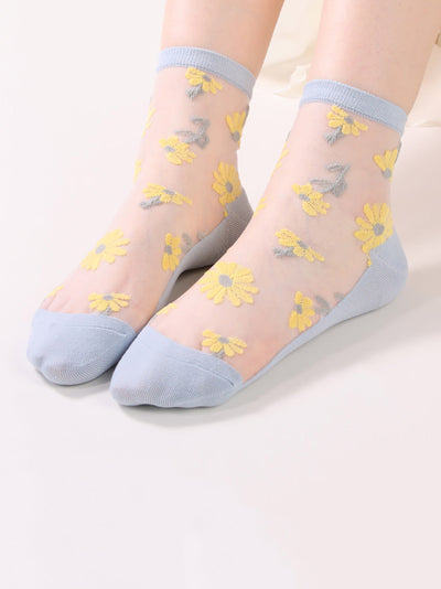 6 Pairs Women Summer Casual Flower Thin Socks