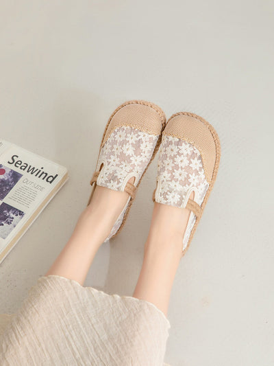 Women Artsy Summer Flower Embroidery Shoes