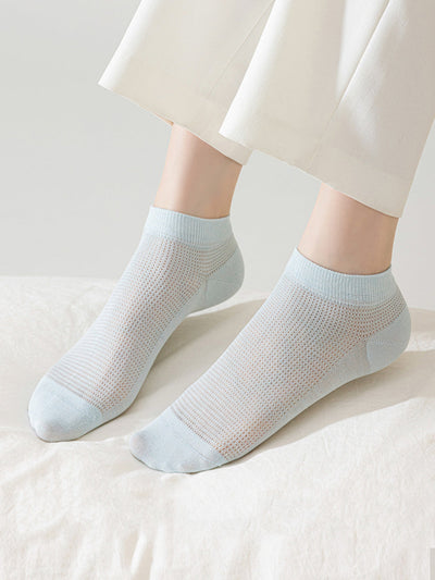 5 Pairs Women Summer Pure Color Short Socks