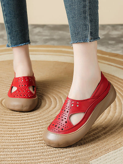 Women Summer Casual Genuine Leather Flat Sandals