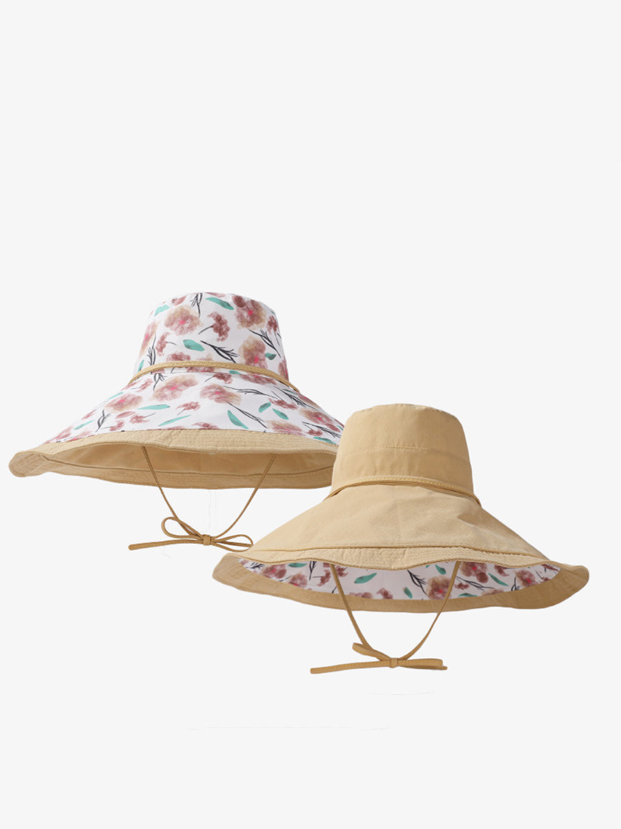 Women Summer Flower Dual-side Wearing Sunproof Hat