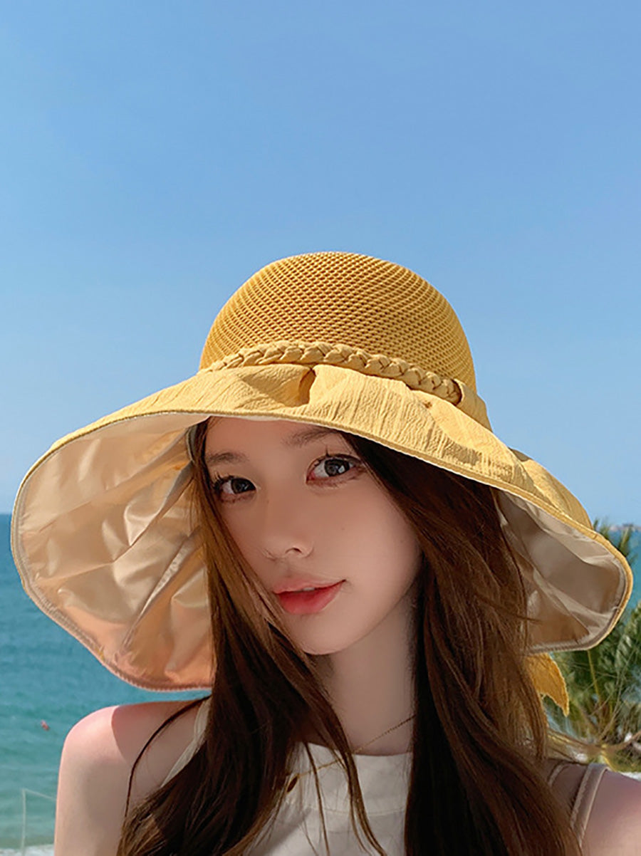 Women Summer Artsy Straw Spliced Sunproof Hat