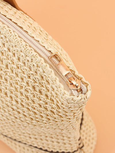Women Casual Stripe Straw Weave Shoulder Bag