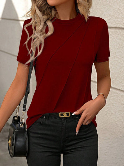 Loose Short Sleeves Solid Color Round-Neck T-Shirts Tops