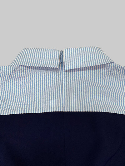 High Waisted Long Sleeves Buttoned Pleated Split-Joint Lapel Jumpsuits