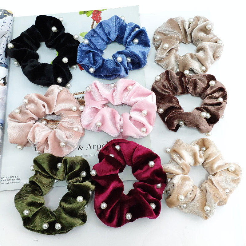 pearl velvet fashion hair scrunchies