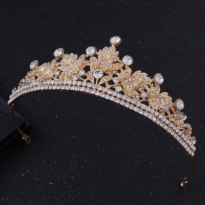 fashion leaf crown alloy inlay rhinestones crown 1 piece