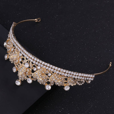 fashion leaf crown alloy inlay rhinestones crown 1 piece