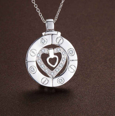 Jewelry Casual Elegant Heart Shape Copper Silver Plated Plating Pendant Necklace