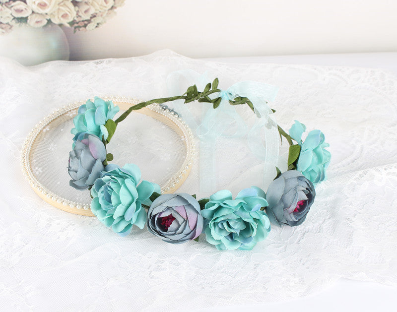europe and the united states cross-border new headwear bohemian beach rose flower headband bride bridesmaid garland hairband