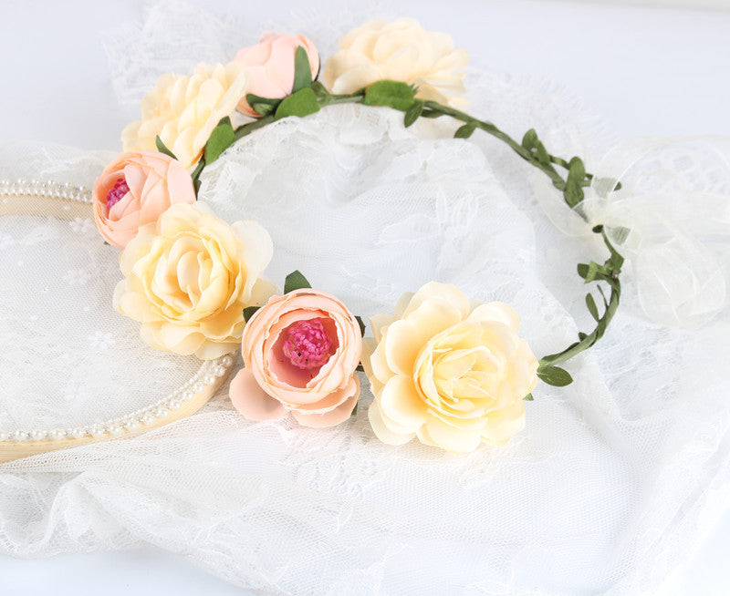 europe and the united states cross-border new headwear bohemian beach rose flower headband bride bridesmaid garland hairband