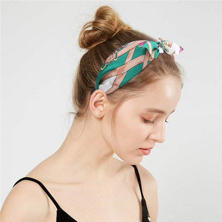 fashion polka dots bow knot cloth printing hair band 1 piece