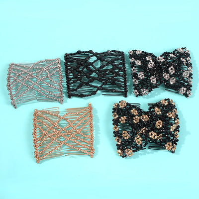 women's lady flower alloy resin seed bead insert comb