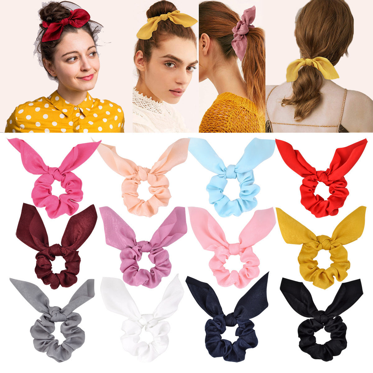 elegant basic simple style solid color cloth hair tie
