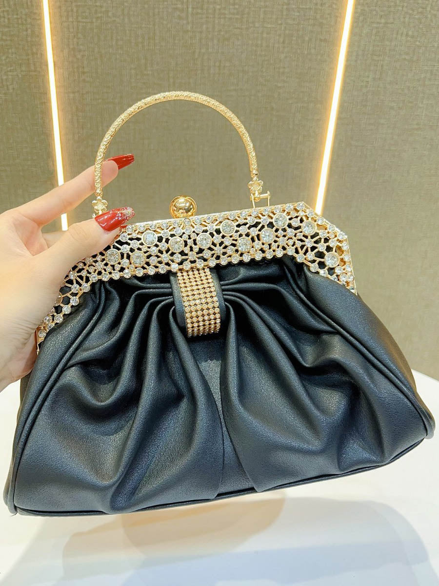 Chains Pleated Rhine Stones Split-Joint Evening Bags & Clutches Handbags