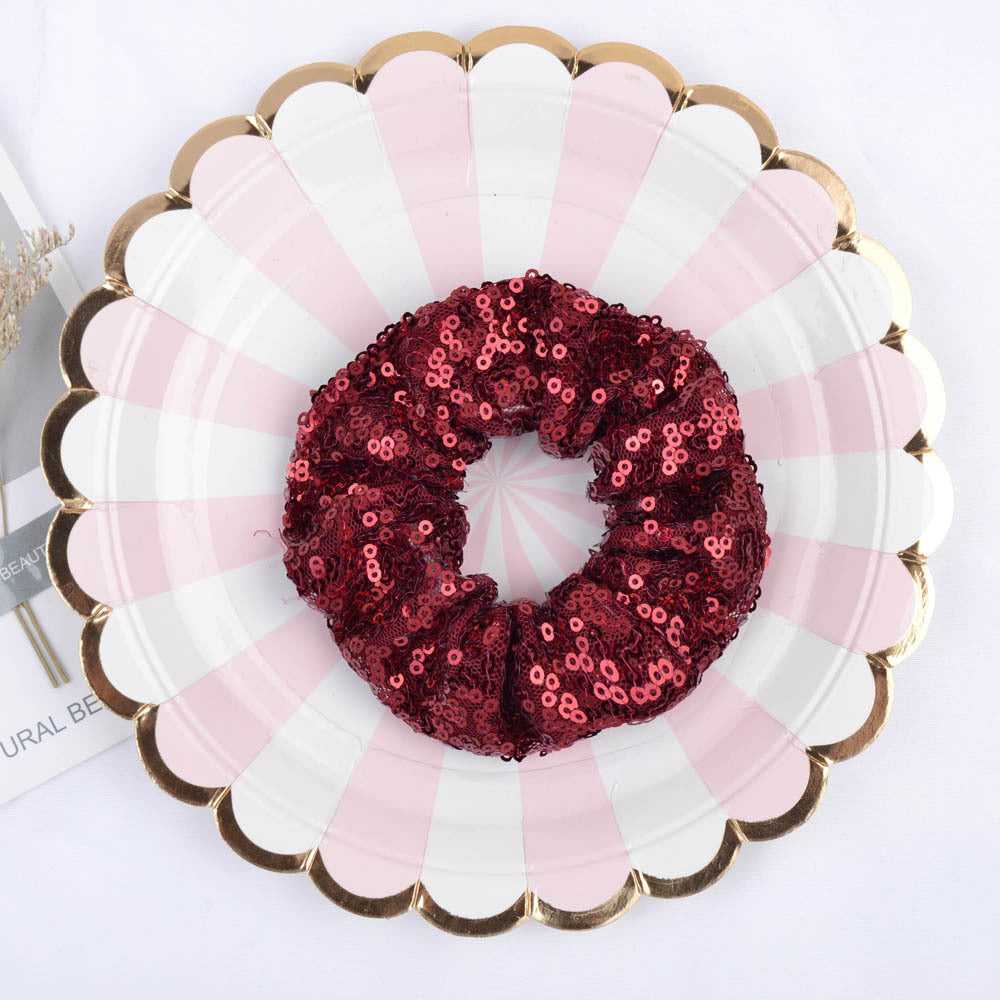 Women's Casual Simple Style Solid Color Cloth Sequins Hair Tie