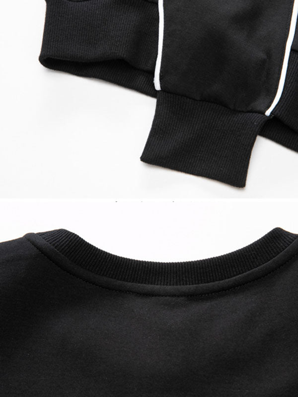 Original Creation Loose Batwing Sleeves Contrast Color Split-Joint Round-Neck Sweatshirt Tops