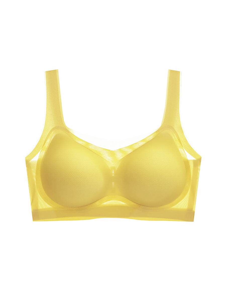 Women Summer Casual Satin Pure Color Seamless Bra