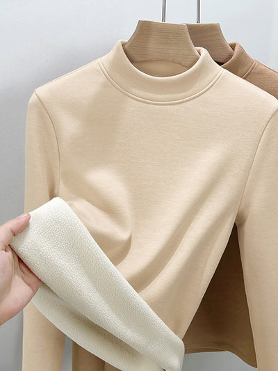 Women Autumn Casual Warm Half-Turtleneck Base Blouse