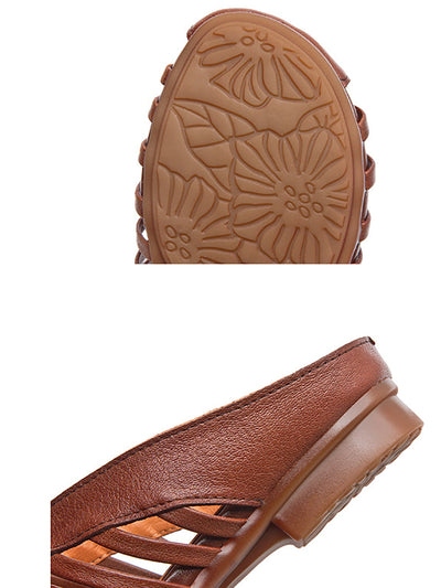 Women Casual Summer Leather Spliced Slippers