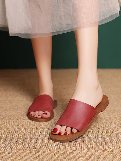 Women Casual Summer Leather Slippers