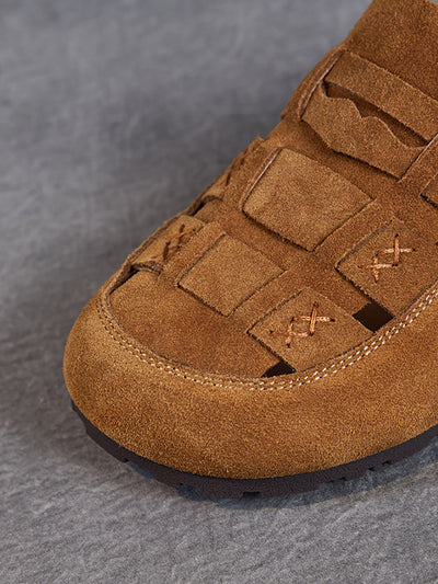 Women Summer Suede Leather Weave Flat Shoes