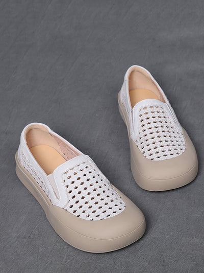 Women Casual Summer Soft Leather Flat Shoes