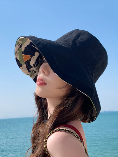 Women Summer Flower Dual-side Wearing Sunproof Hat