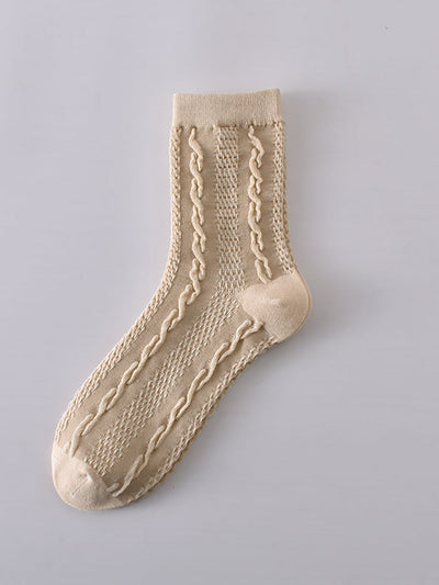 7 Pairs Women Vintage Embossment Jacquard Socks
