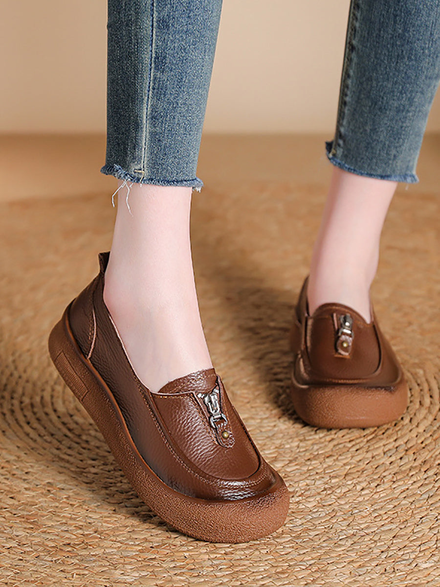 Women Vintage Summer Soft Leather Platform Shoes