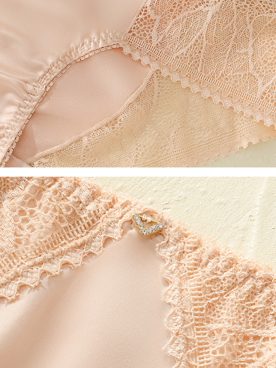 3 Pairs Women Artsy Lace Satin Underwear