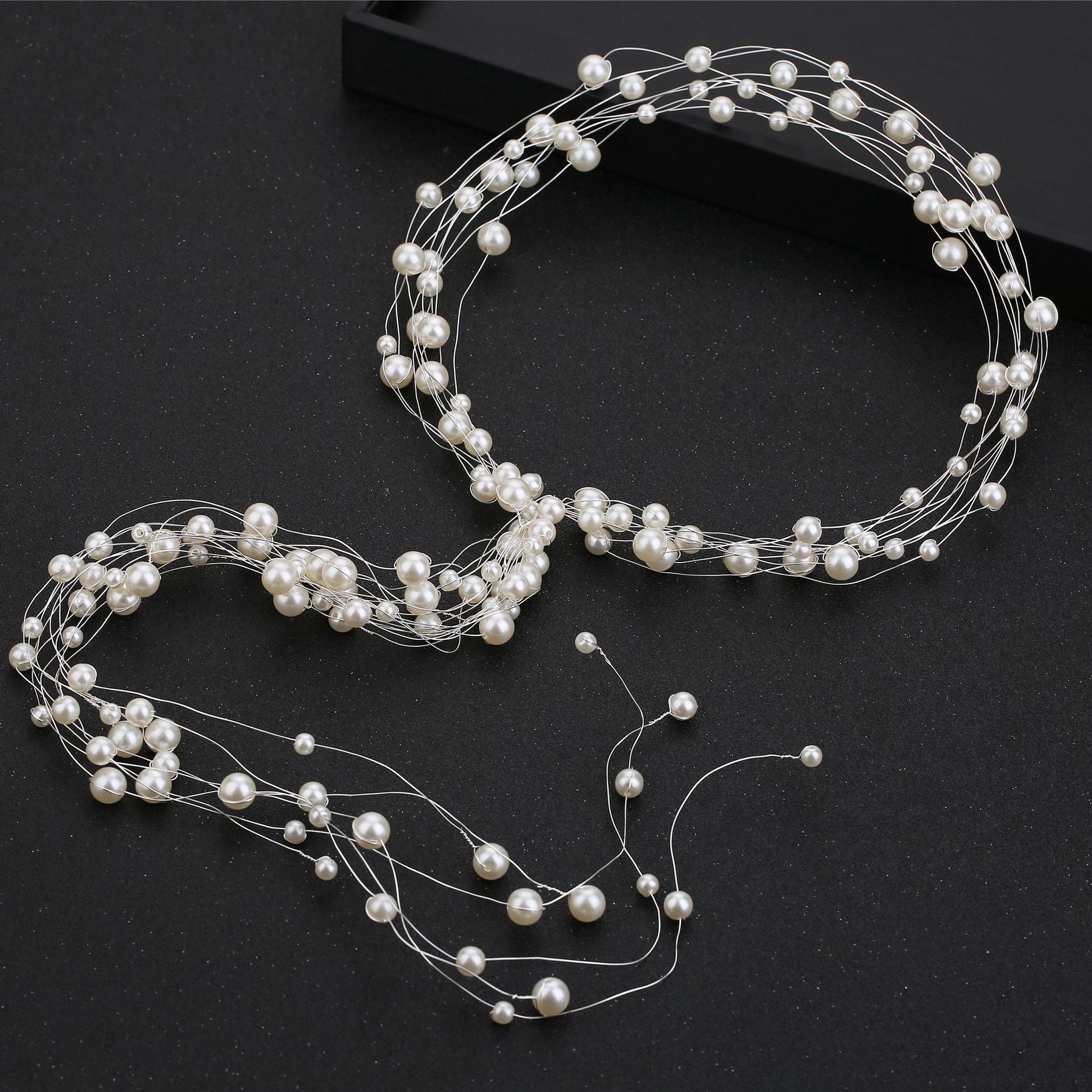 korean style pearl hand-beaded hairband wedding headwear