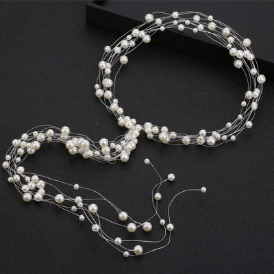 korean style pearl hand-beaded hairband wedding headwear