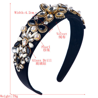 new headband high-end women's headband baroque stained glass diamond headband