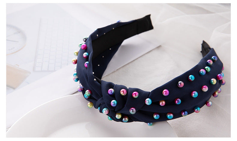retro knot four-sided bomb inlay beads hair band 1 piece