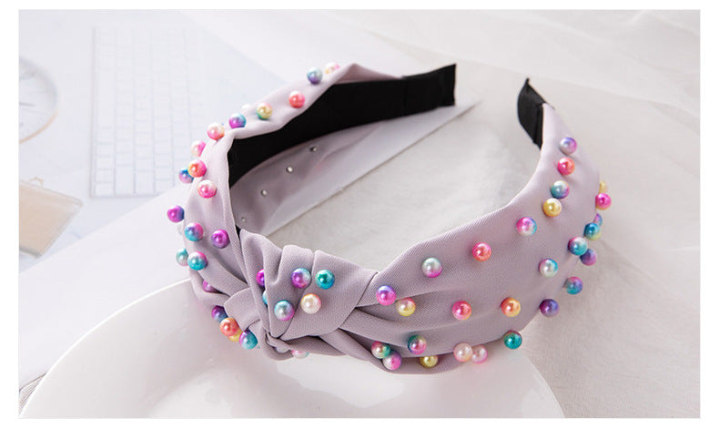 retro knot four-sided bomb inlay beads hair band 1 piece