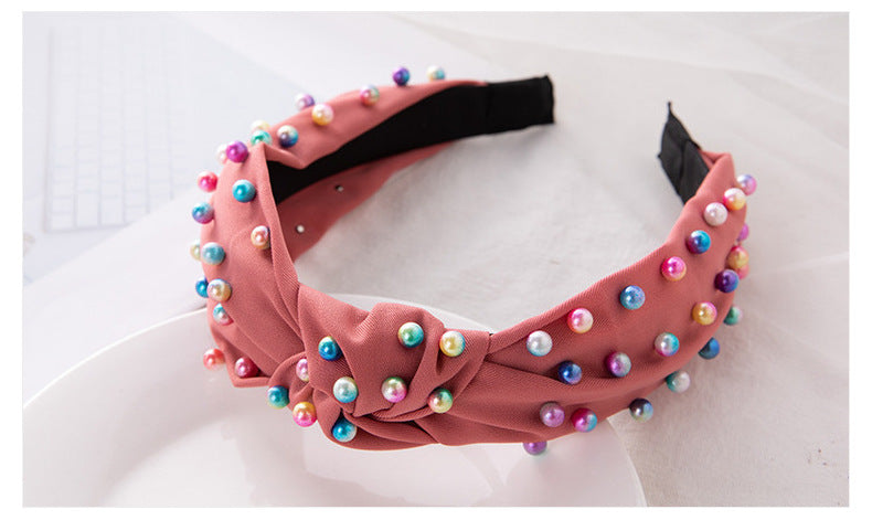 retro knot four-sided bomb inlay beads hair band 1 piece