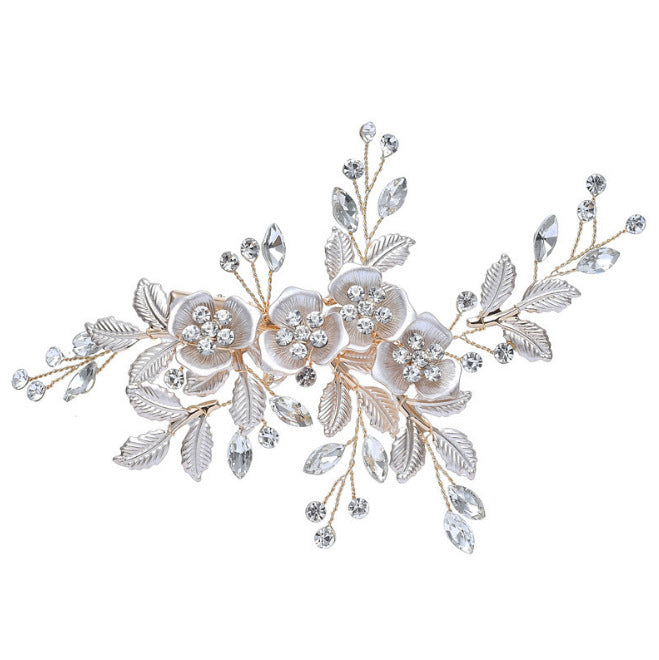 korean style inlaid rhinestone pearl insert comb alloy bridal hairpin