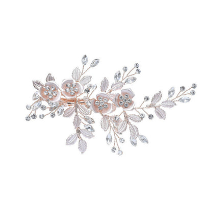 korean style inlaid rhinestone pearl insert comb alloy bridal hairpin