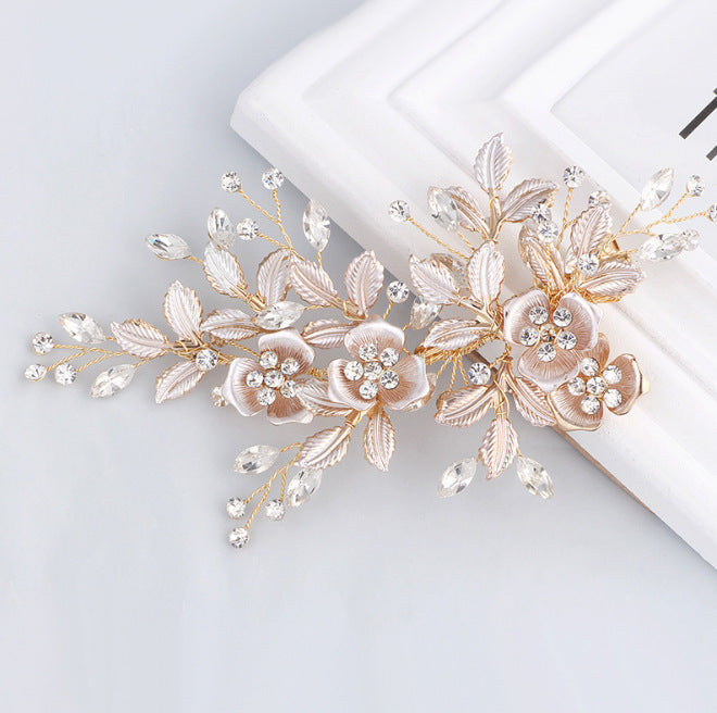 korean style inlaid rhinestone pearl insert comb alloy bridal hairpin