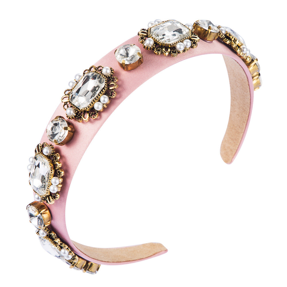 new retro baroque pearl hair hoop court style diamond headband female hair accessories