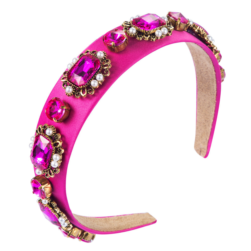 new retro baroque pearl hair hoop court style diamond headband female hair accessories