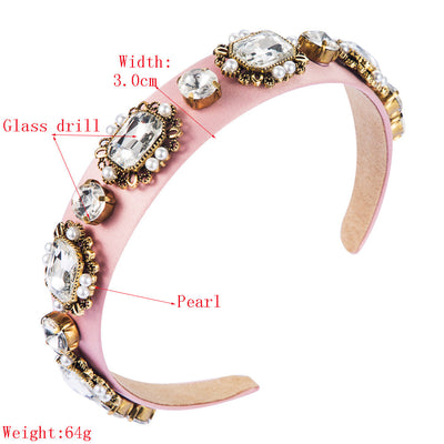 new retro baroque pearl hair hoop court style diamond headband female hair accessories