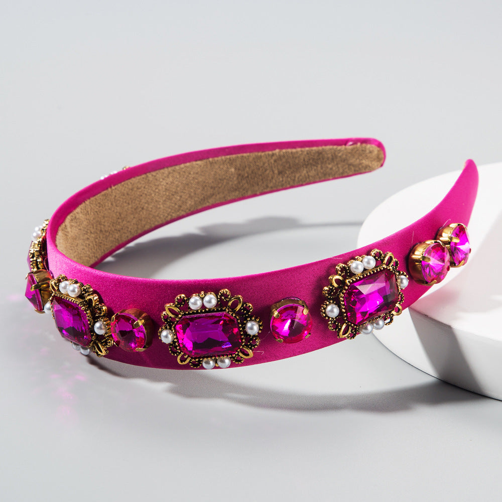 new retro baroque pearl hair hoop court style diamond headband female hair accessories