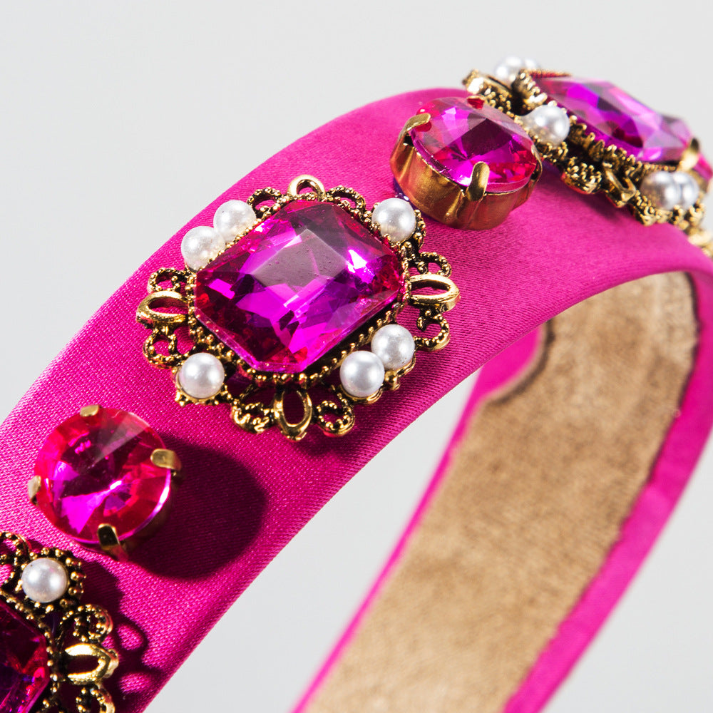 new retro baroque pearl hair hoop court style diamond headband female hair accessories