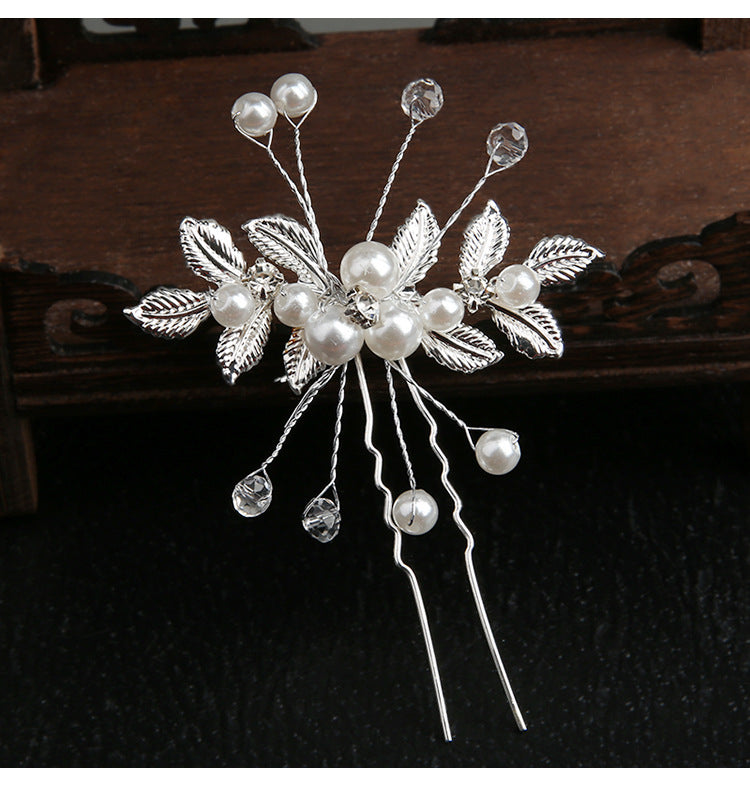 retro flower alloy handmade artificial rhinestones artificial pearls hairpin