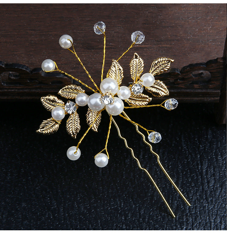 retro flower alloy handmade artificial rhinestones artificial pearls hairpin