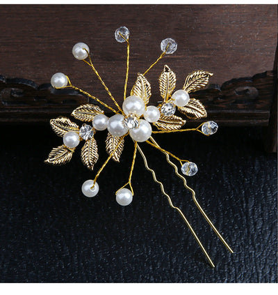 retro flower alloy handmade artificial rhinestones artificial pearls hairpin
