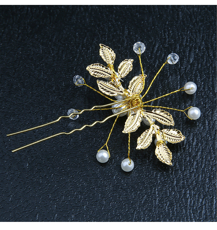 retro flower alloy handmade artificial rhinestones artificial pearls hairpin