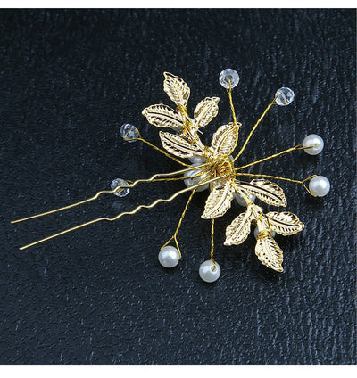 retro flower alloy handmade artificial rhinestones artificial pearls hairpin
